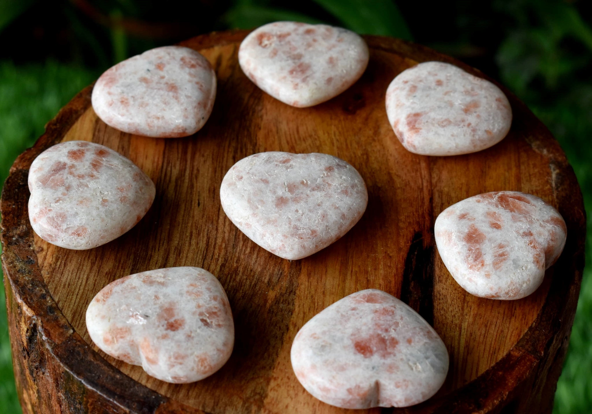1 Inch Sunstone Heart, Puffy Mini Pocket Stone Heart