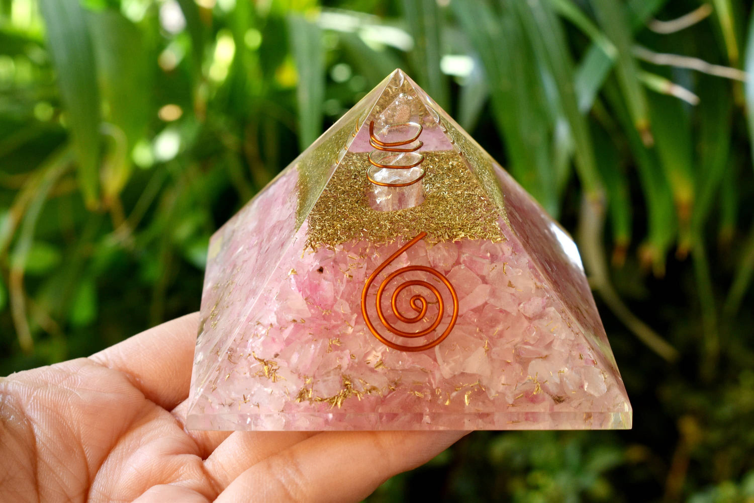 Rose Quartz Orgone pyramid Clear Quartz Pencil