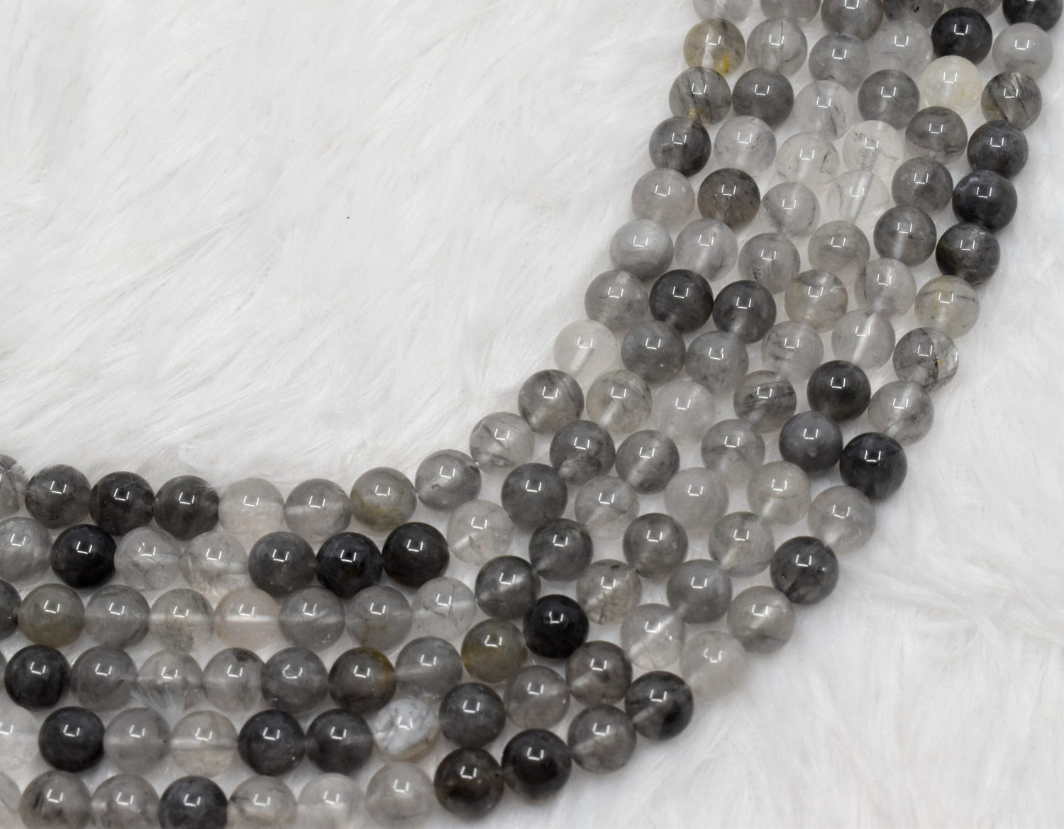 Natural Cloudy Quartz Round Beads