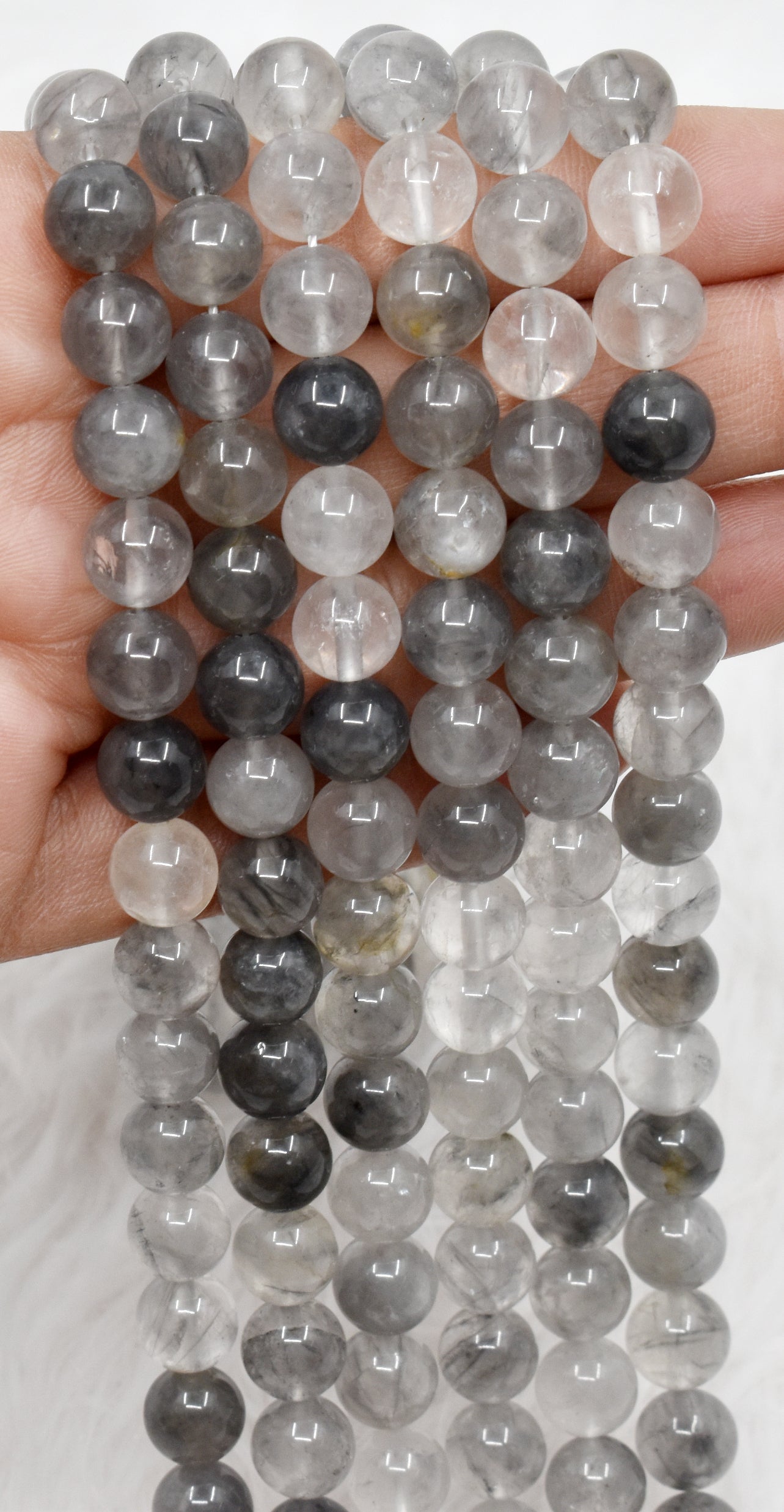 Natural Cloudy Quartz Round Beads
