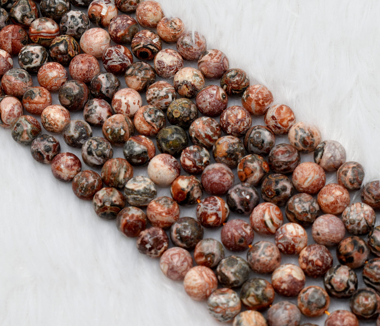 Natural Leopardskin Jasper Round Beads