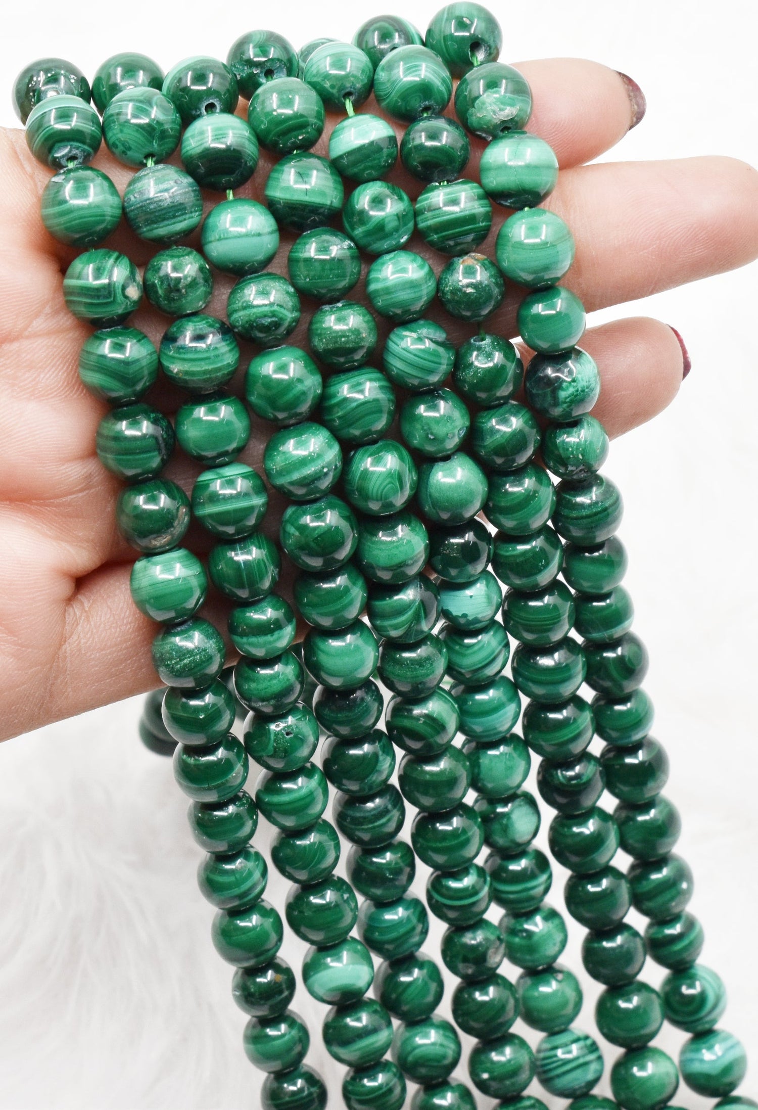 Synthetic Malachite Round Beads