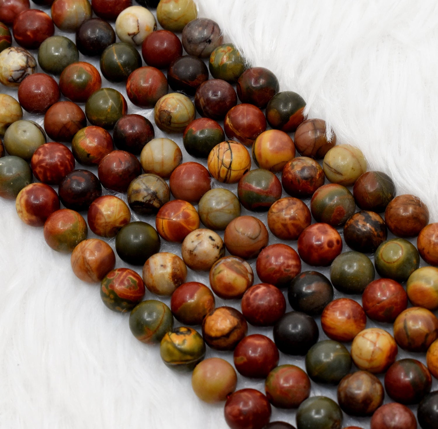 Multi Picasso Jasper Round Beads