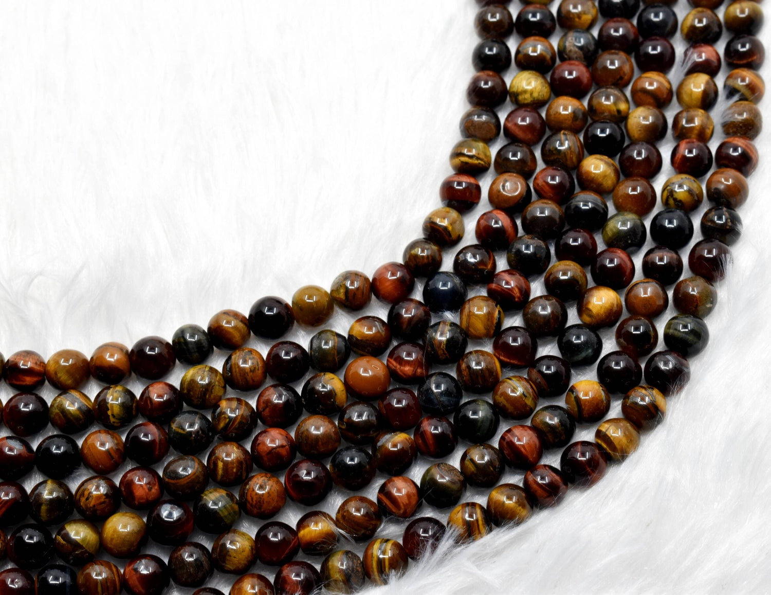 Natural Multi Tiger Eye Round Beads