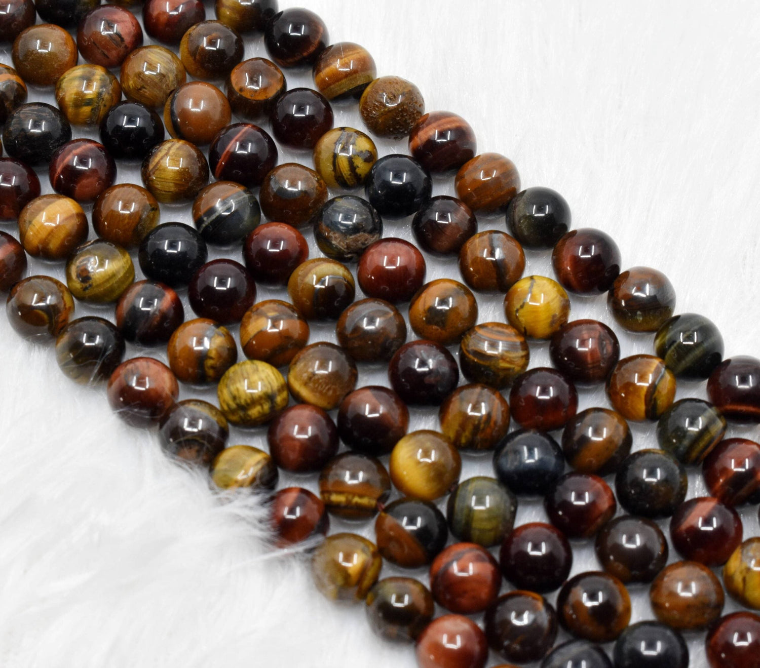 Natural Multi Tiger Eye Round Beads