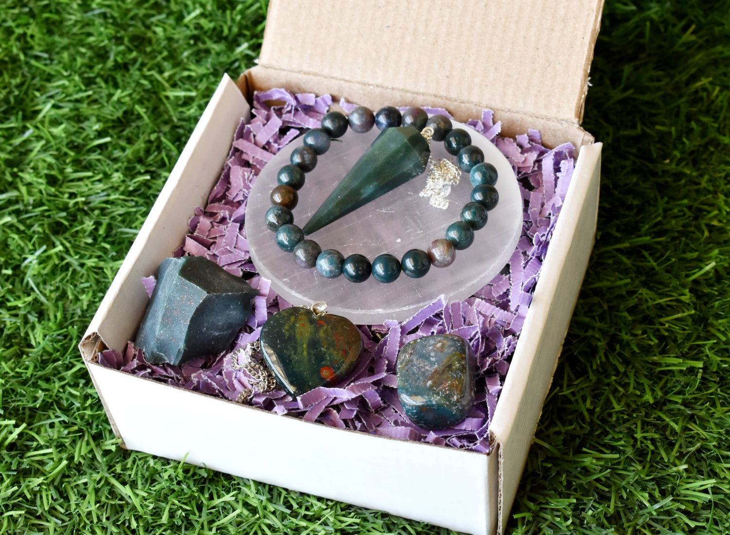Bloodstone Crystal Gift Set, Real Polished Gemstones.