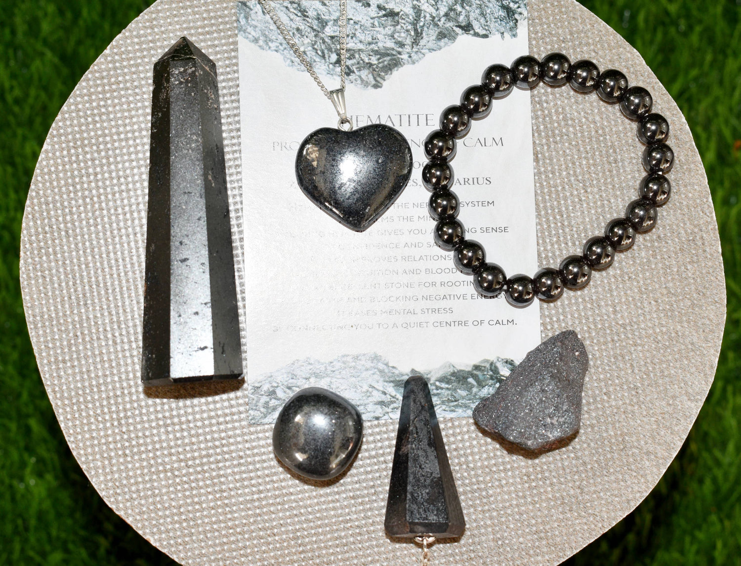 Hematite Crystal Gift Set, Real Polished Gemstones.