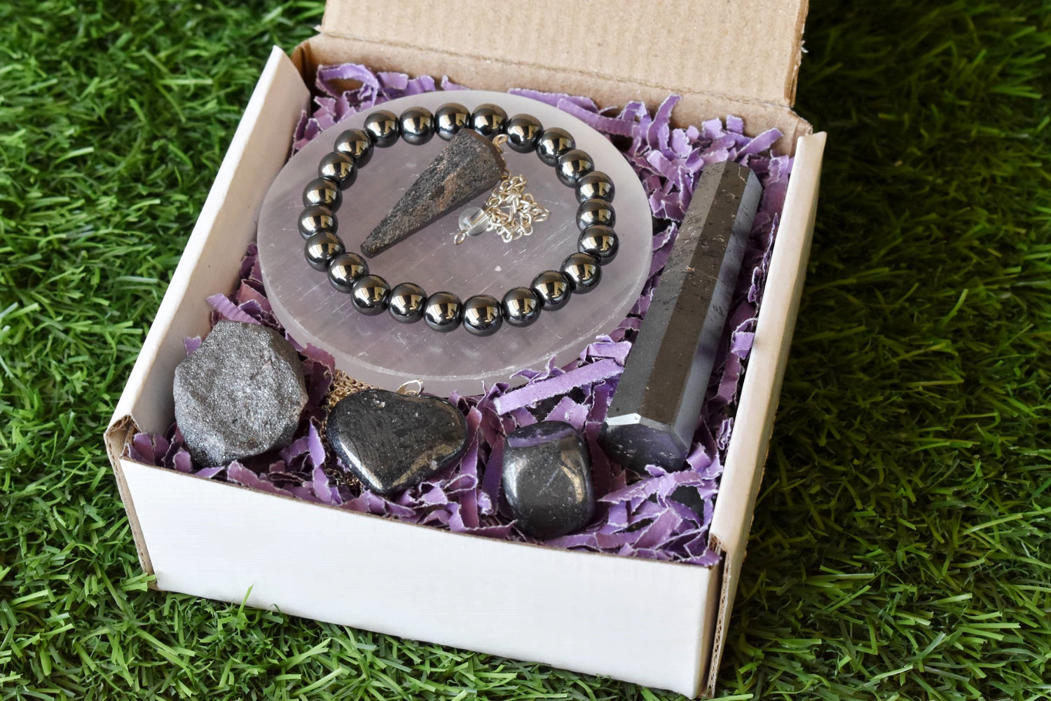 Hematite Crystal Gift Set, Real Polished Gemstones.