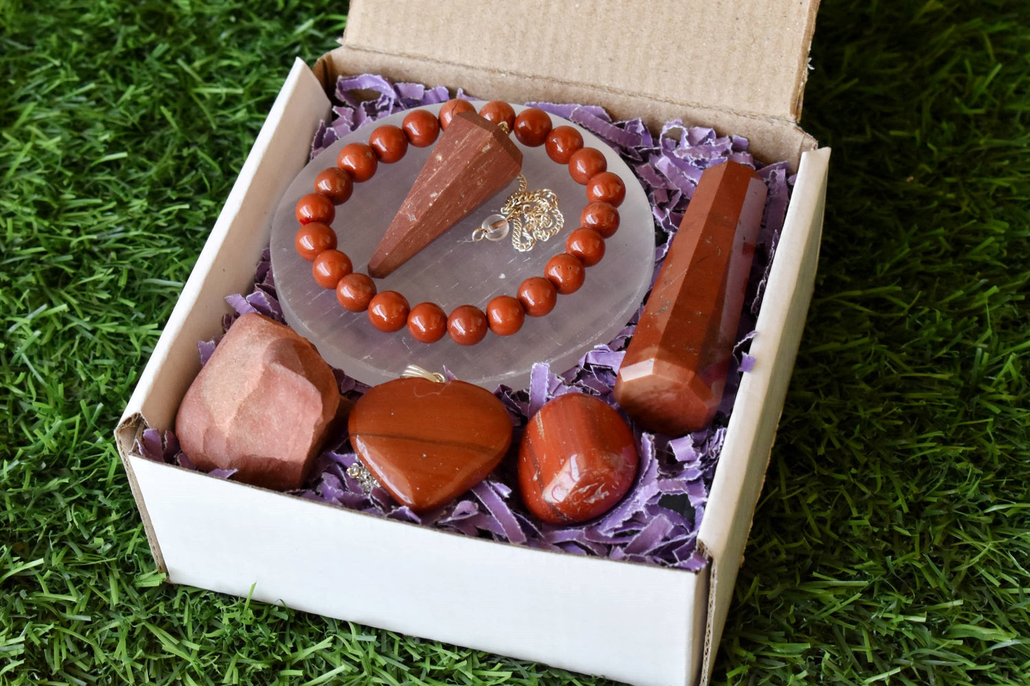 Red Jasper Crystal Gift Set, Real Polished Gemstones.