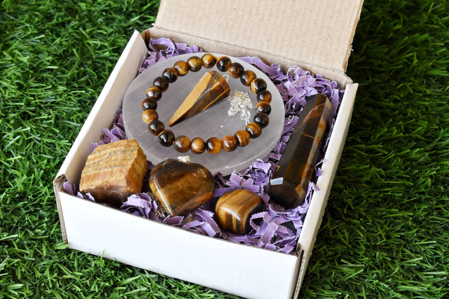 Tiger Eye Crystal Gift Set, Real Polished Gemstones.