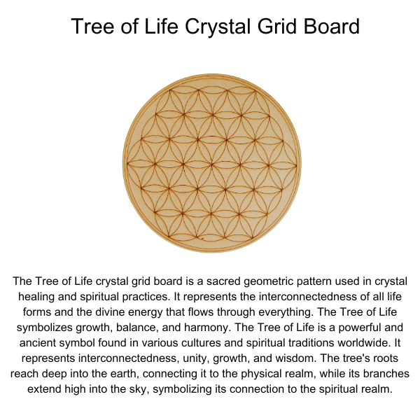 Tree of Life Crystal Grid Board, 6" Wooden Crystal Grid Plate