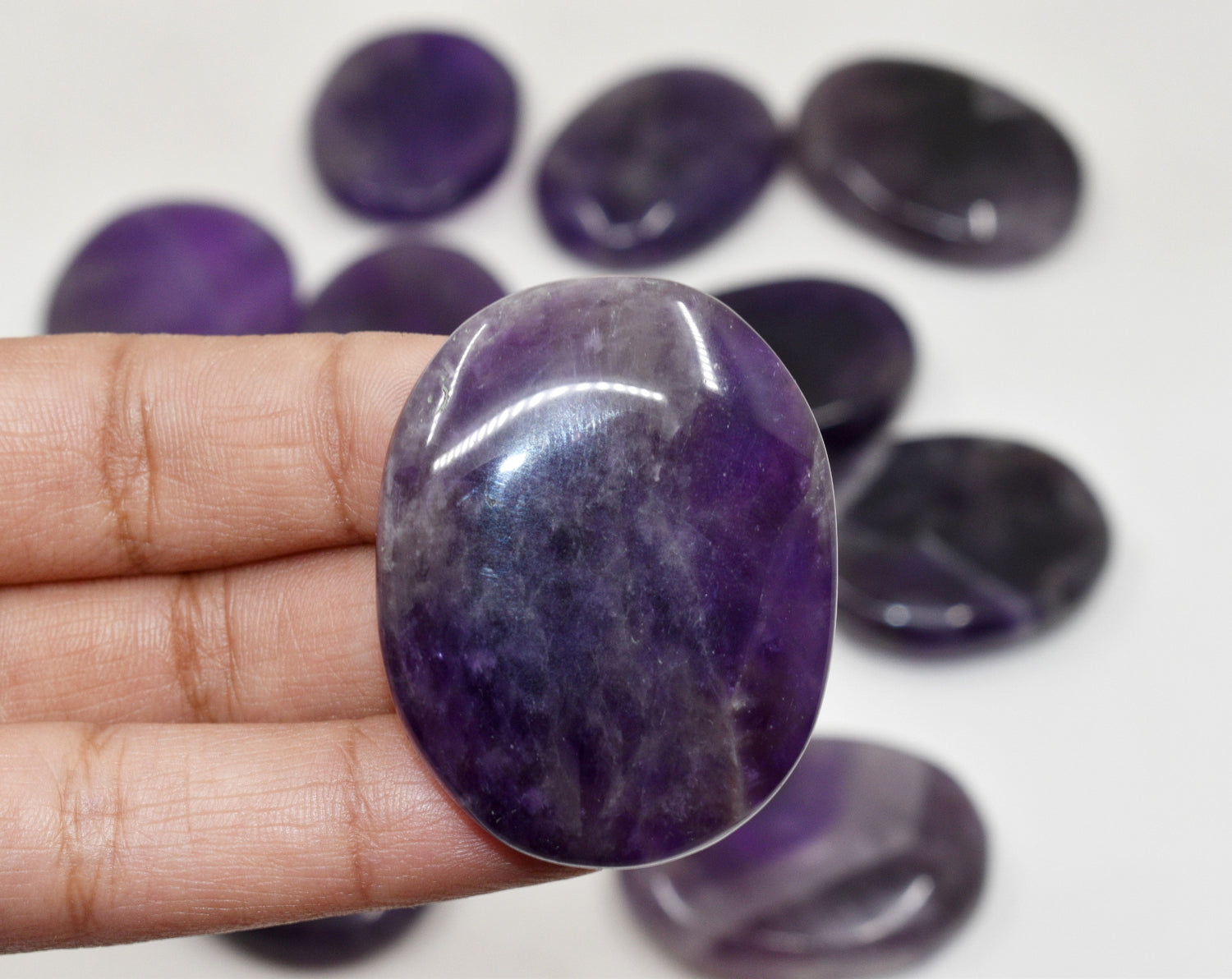 Amethyst Worry Stone for crystal healing (Pocket Palm Stone / Thumb Stone)-Pocket Palm Stone