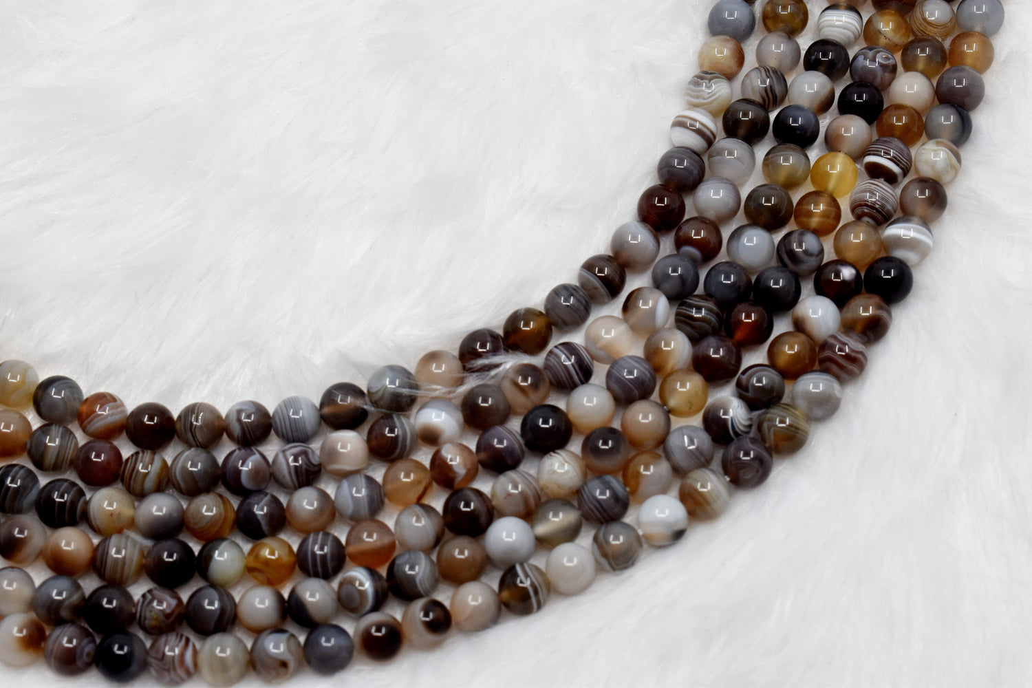 Natural Botswana Agate Round Beads