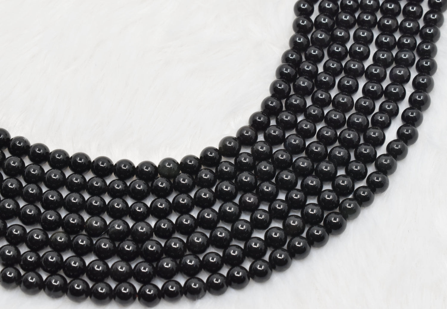 Natural Black Obsidian Round Beads