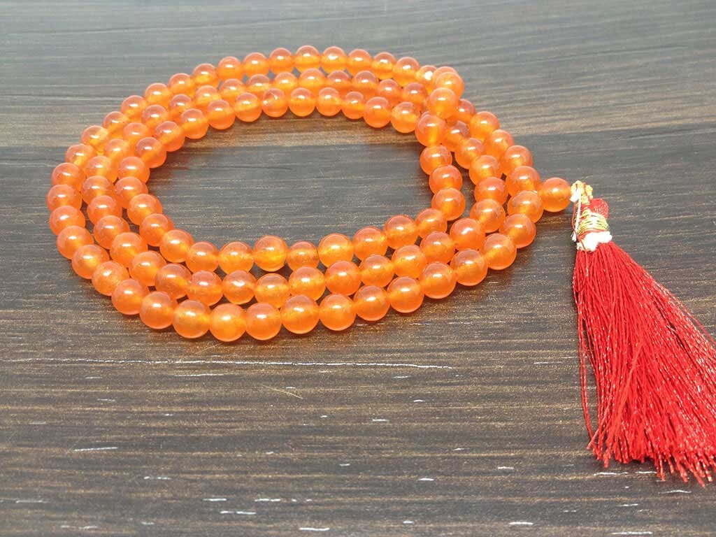 One (1) Natural 8mm  Red Onyx Mala With 108 Prayer Beads perfect For Mediation Carnelian Jap Mala Necklace