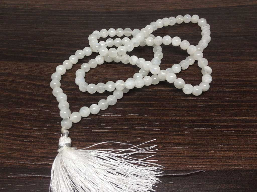 Rainbow Moonstone Mala With 108 Prayer Beads Perfect For Mediation Rainbow Moonstone Prayer Mala Necklace