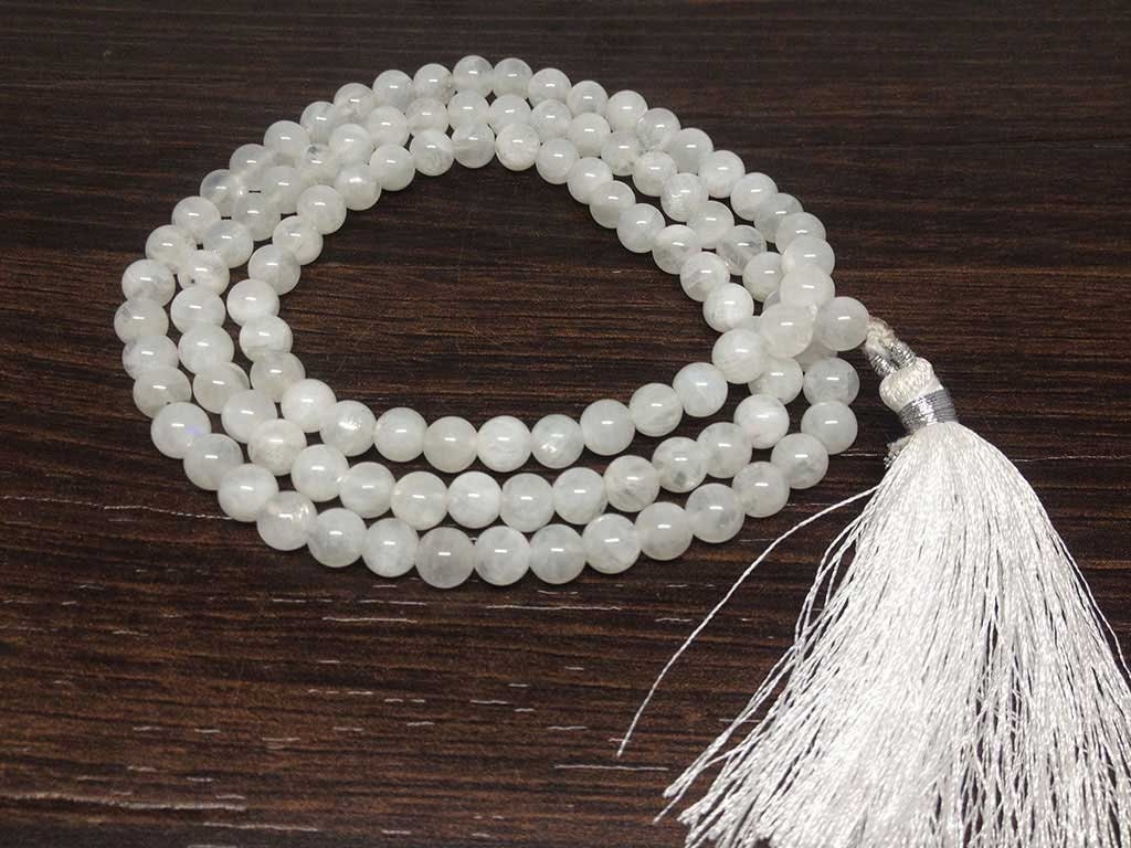 Rainbow Moonstone Mala With 108 Prayer Beads Perfect For Mediation Rainbow Moonstone Prayer Mala Necklace